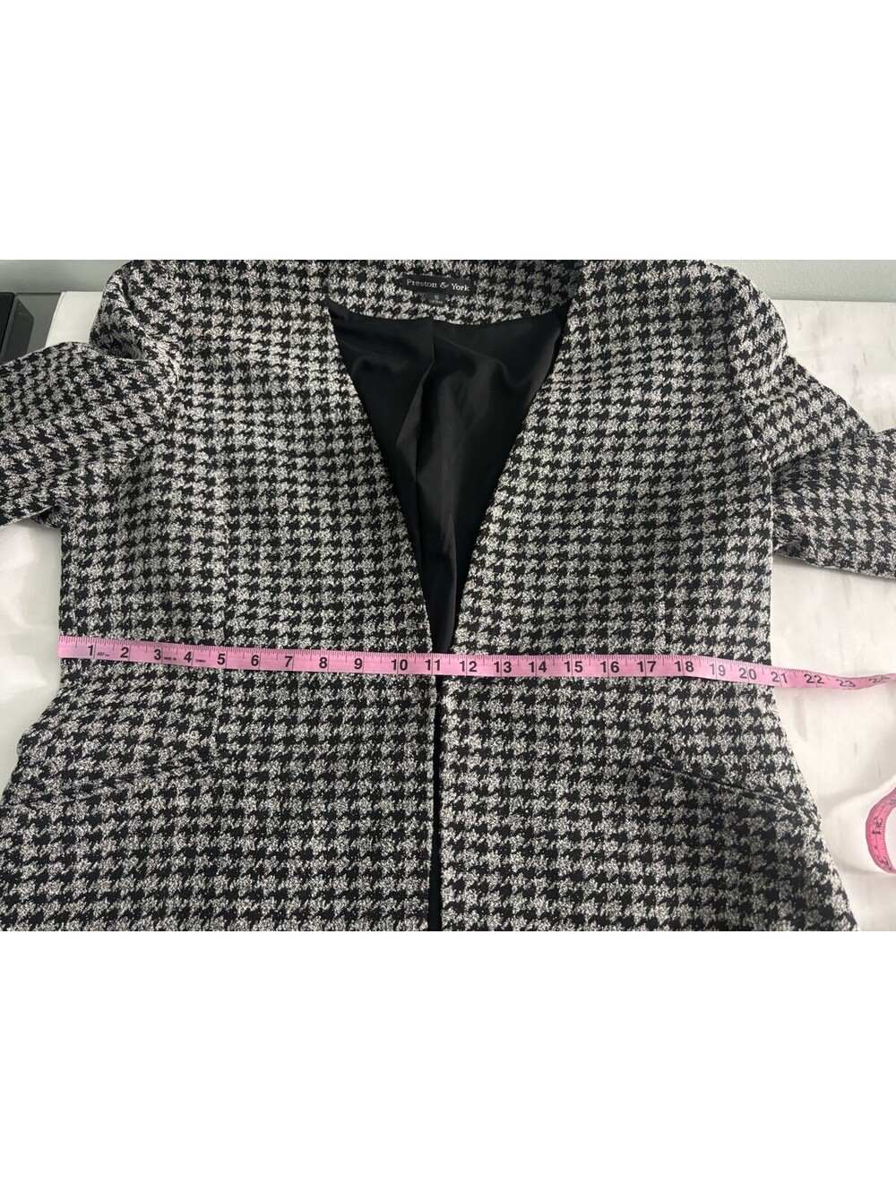 Preston & York Houndstooth 2-Piece Skirt Suit Sz 16 Open Front Blazer - Picture 8 of 9